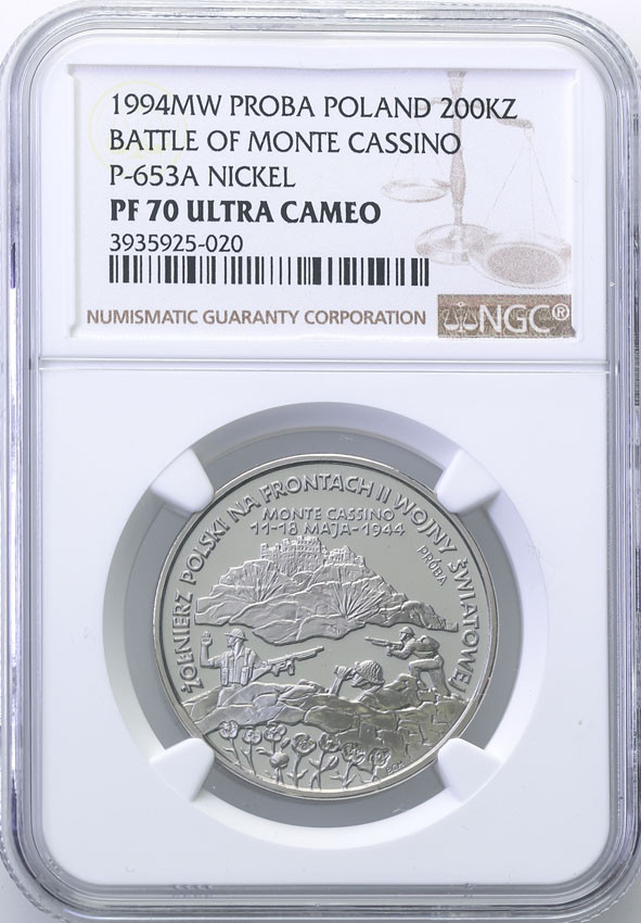 III RP. PRÓBA Nikiel 200.000 złotych 1994 Monte Casino NGC PF70 ULTRA CAMEO (MAX)